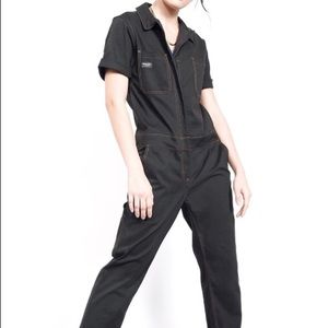 The Essential Wildfang Short-Sleeve Coverall in Black, size M